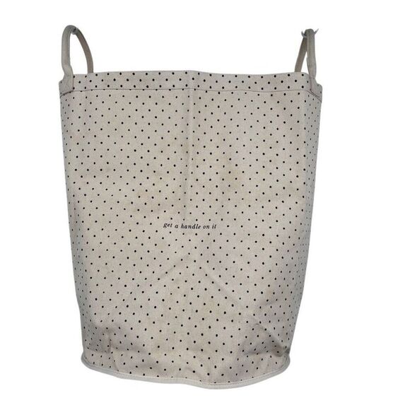 Kate Spade New York Black Dot Round Canvas Storage Bin 15"w x 10"h x 11.5"d NWT - Picture 1 of 14